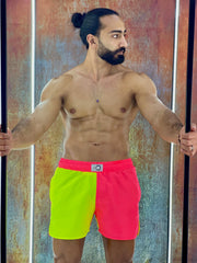 Signature Fluorescent green/orange swimming Trunk