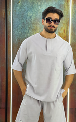 Basic oversize linen  short sleeve top men