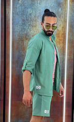 Mint green linen set - Men