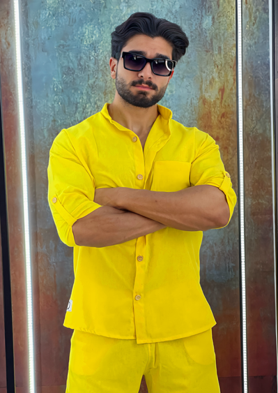 yellow linen set - Men