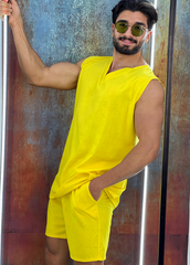 yellow linen set - Men