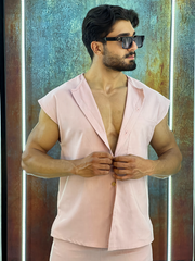 light pink linen set - Men