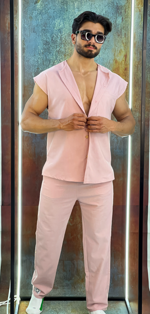 light pink linen set - Men