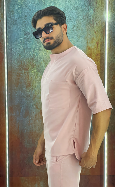 light pink linen set - Men