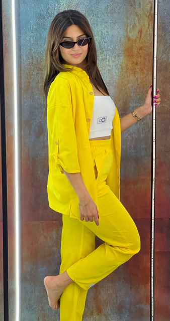 yellow linen set - women