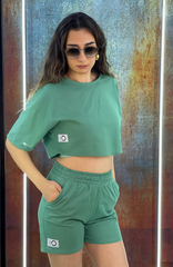 Basic oversize linen Crop top women