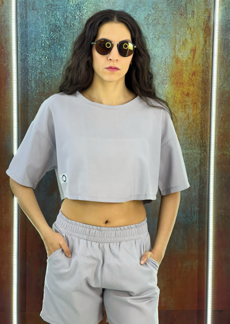 Basic oversize linen Crop top women