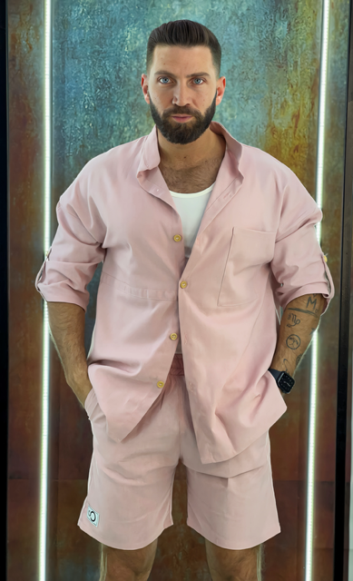 light pink linen set - Men