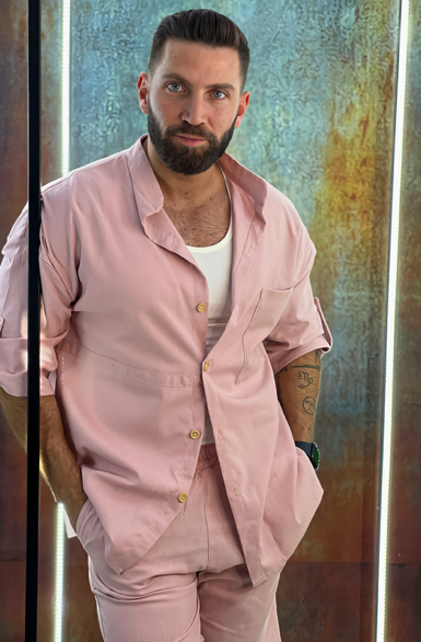 light pink linen set - Men