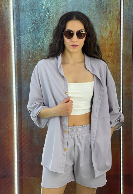 light grey linen set - women