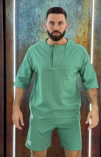 Mint green linen set - Men