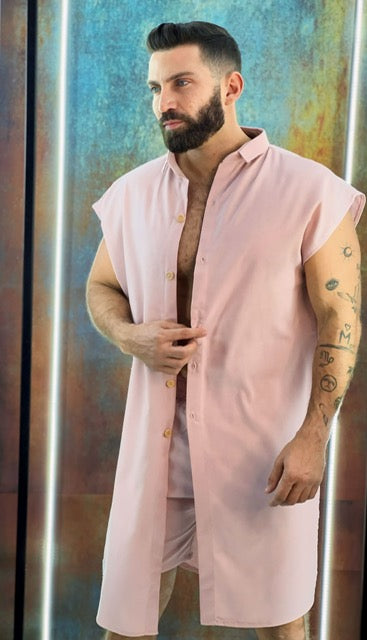 light pink linen set - Men