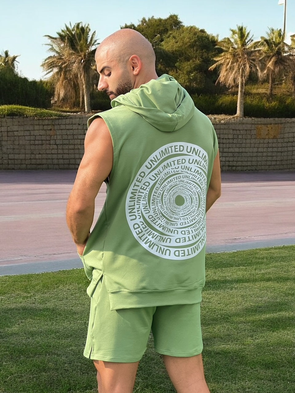 over size light blend sleeveless hoodie