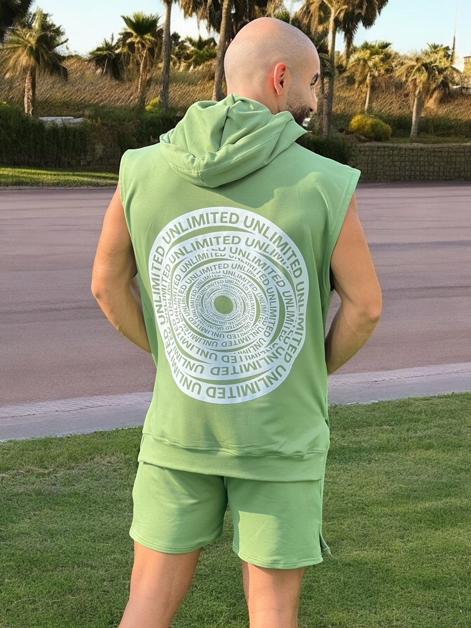 over size light blend sleeveless hoodie