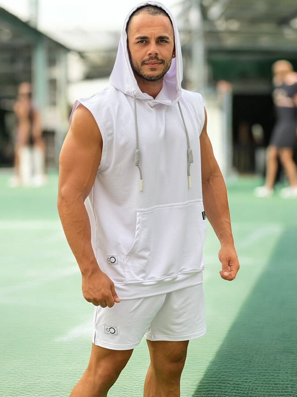 over size light blend sleeveless hoodie