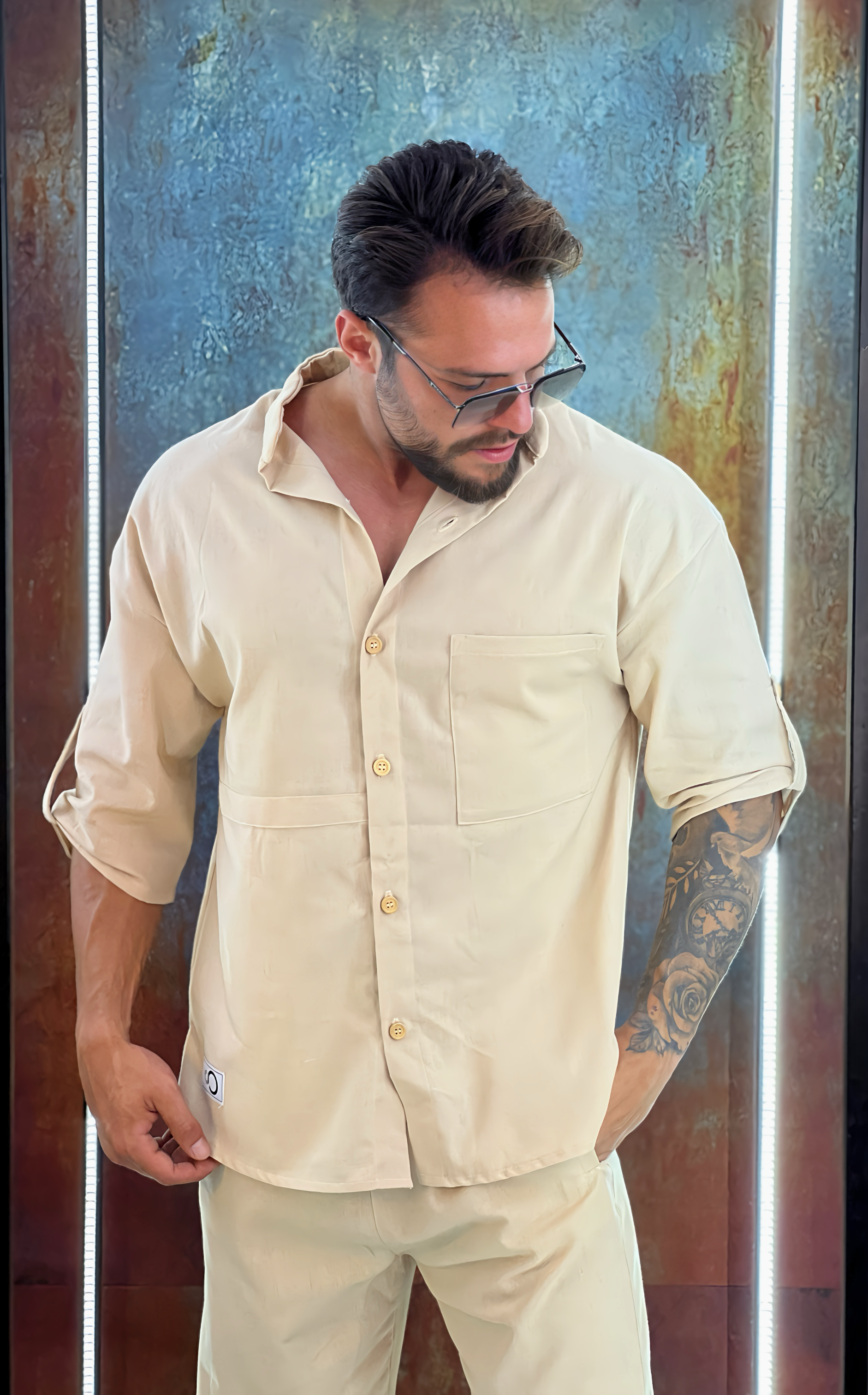 3/4 sleeve oversize shirt Men